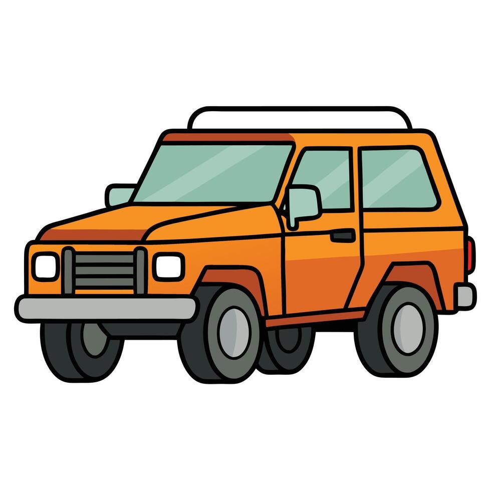 Flat Line Drawing of Car in vector