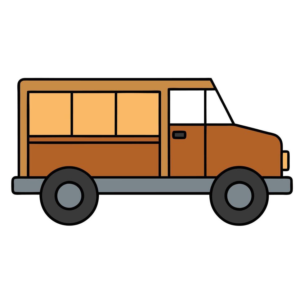 Simple Car with Line Art Style vector