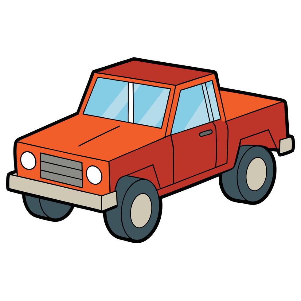 White Background Flat Car Drawing in vector