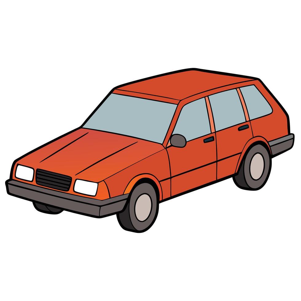 Car Drawing on Simple White Background vector