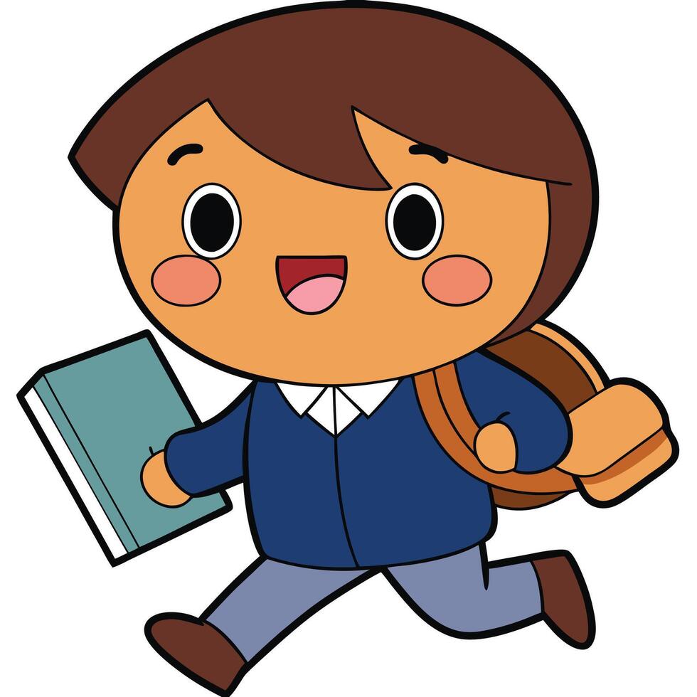 a cartoon boy with a book and vector