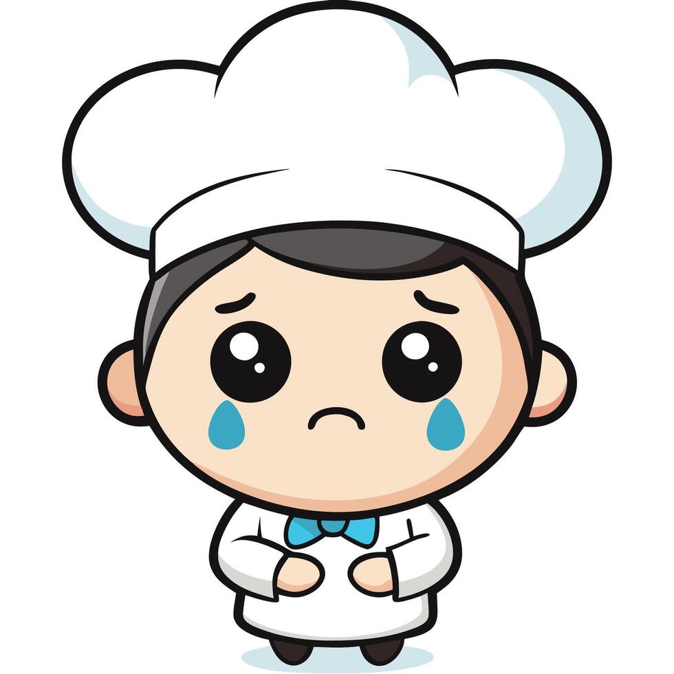a cartoon chef crying with his hands on his chest vector