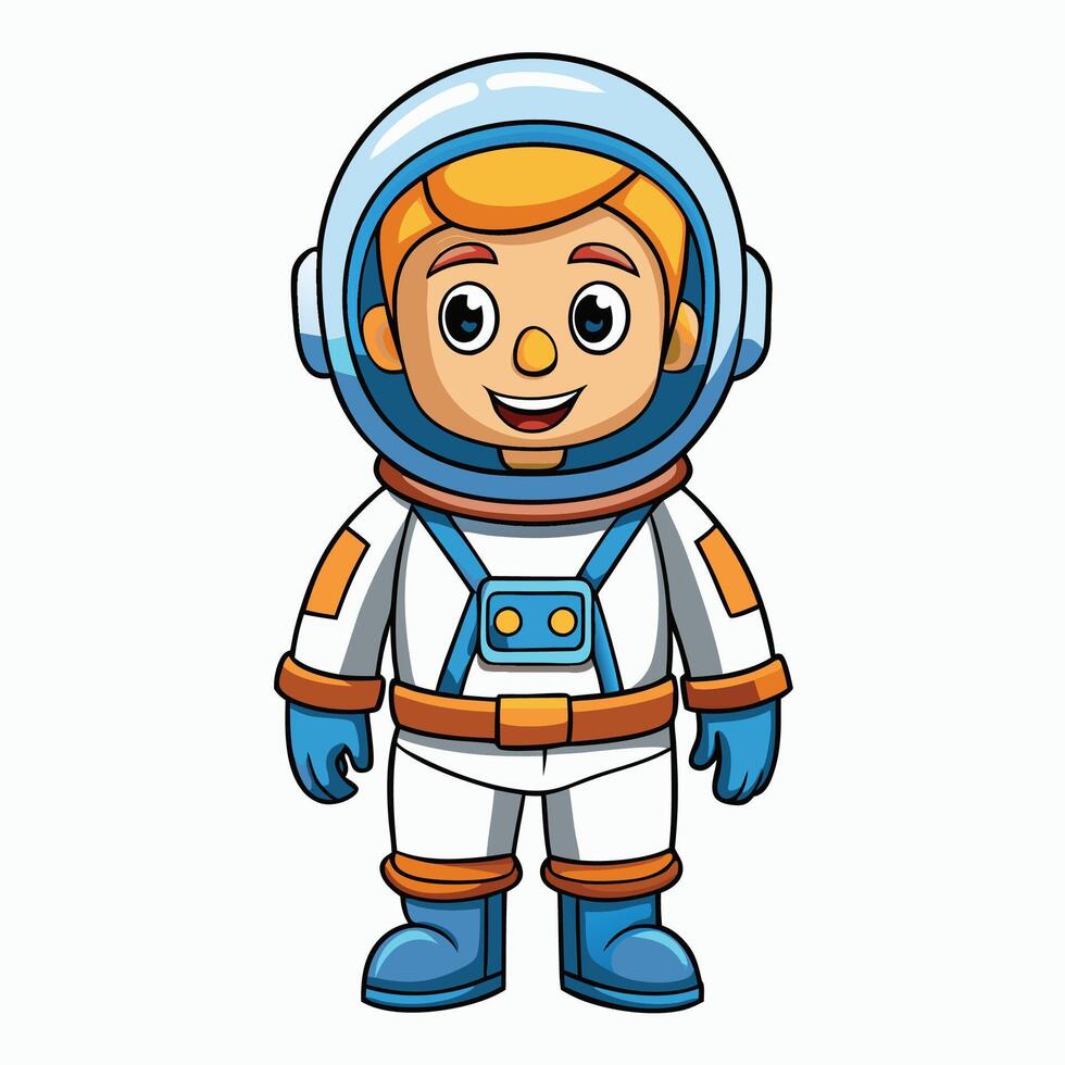cartoon astronaut in space suit vector