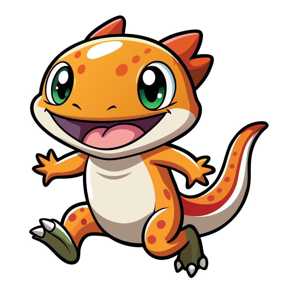 a cartoon lizard with big eyes and vector