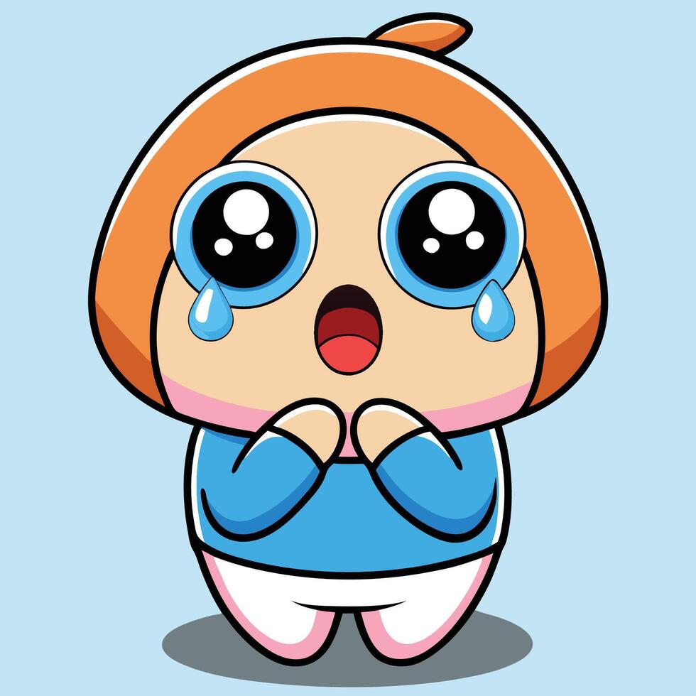 a cartoon girl with tears on her face vector