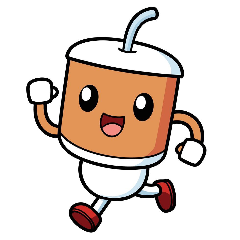 a cartoon character running with a drink in his hand vector