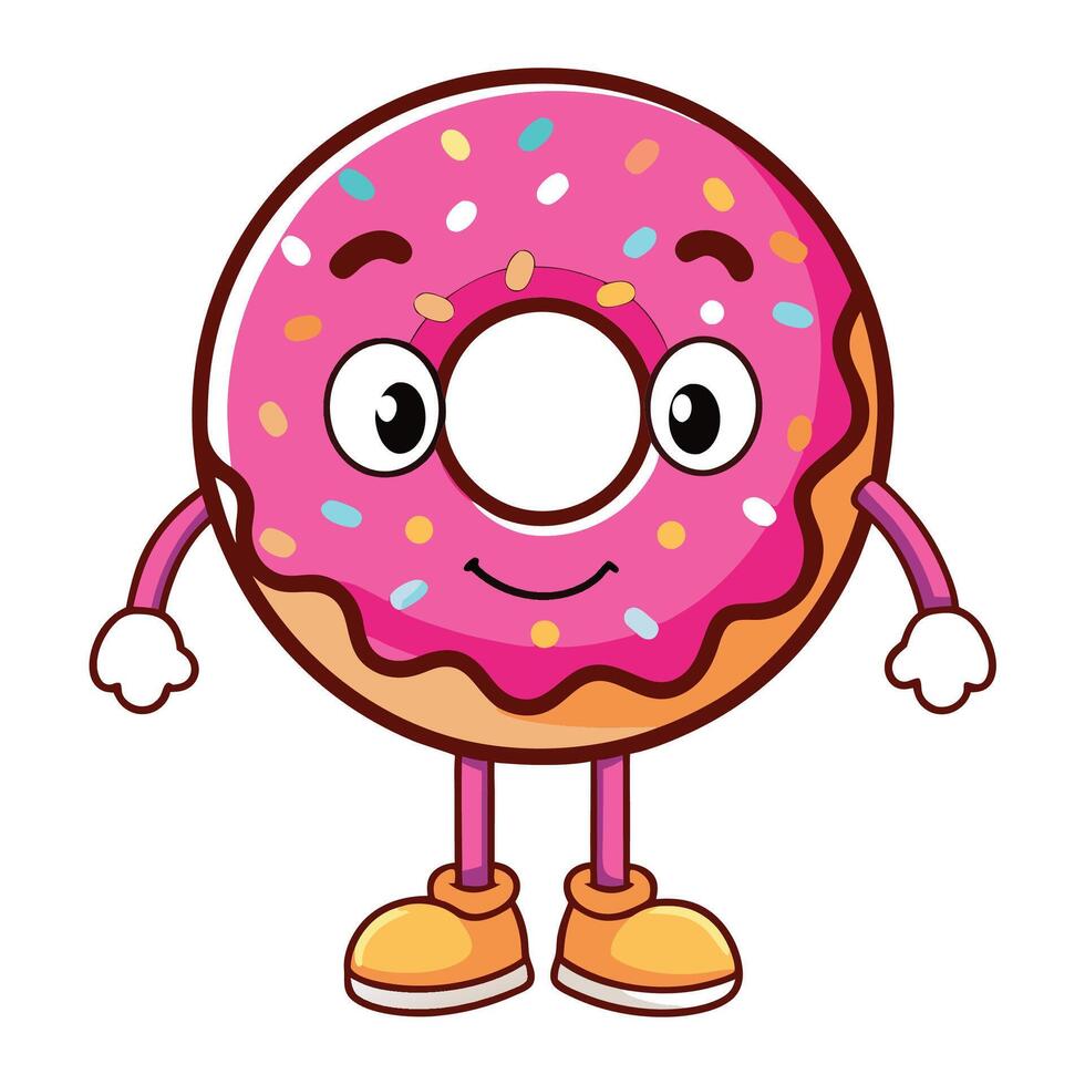 a cartoon donut character with arm vector