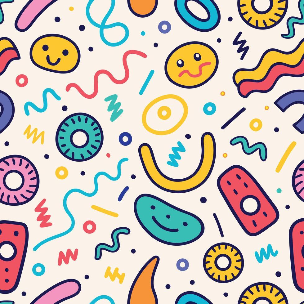 seamless pattern with colorful objects and vector