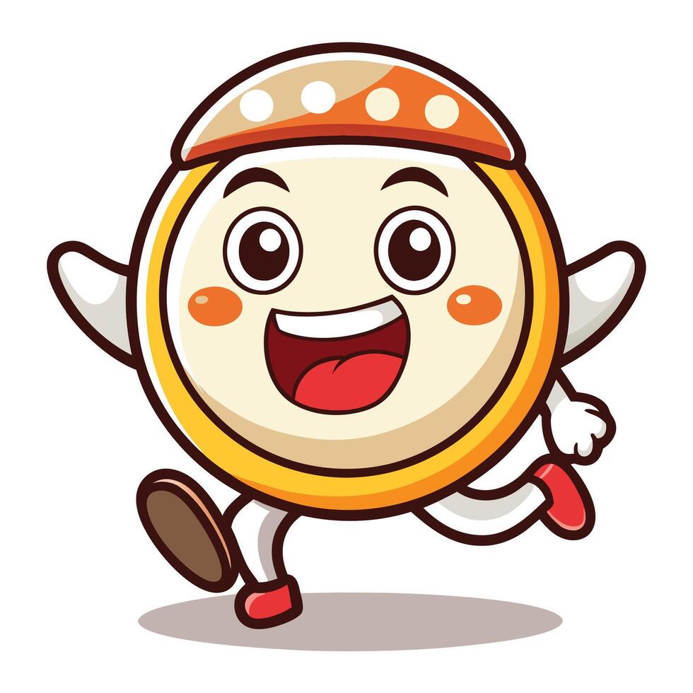 a cartoon character running with a mushroom hat on vector