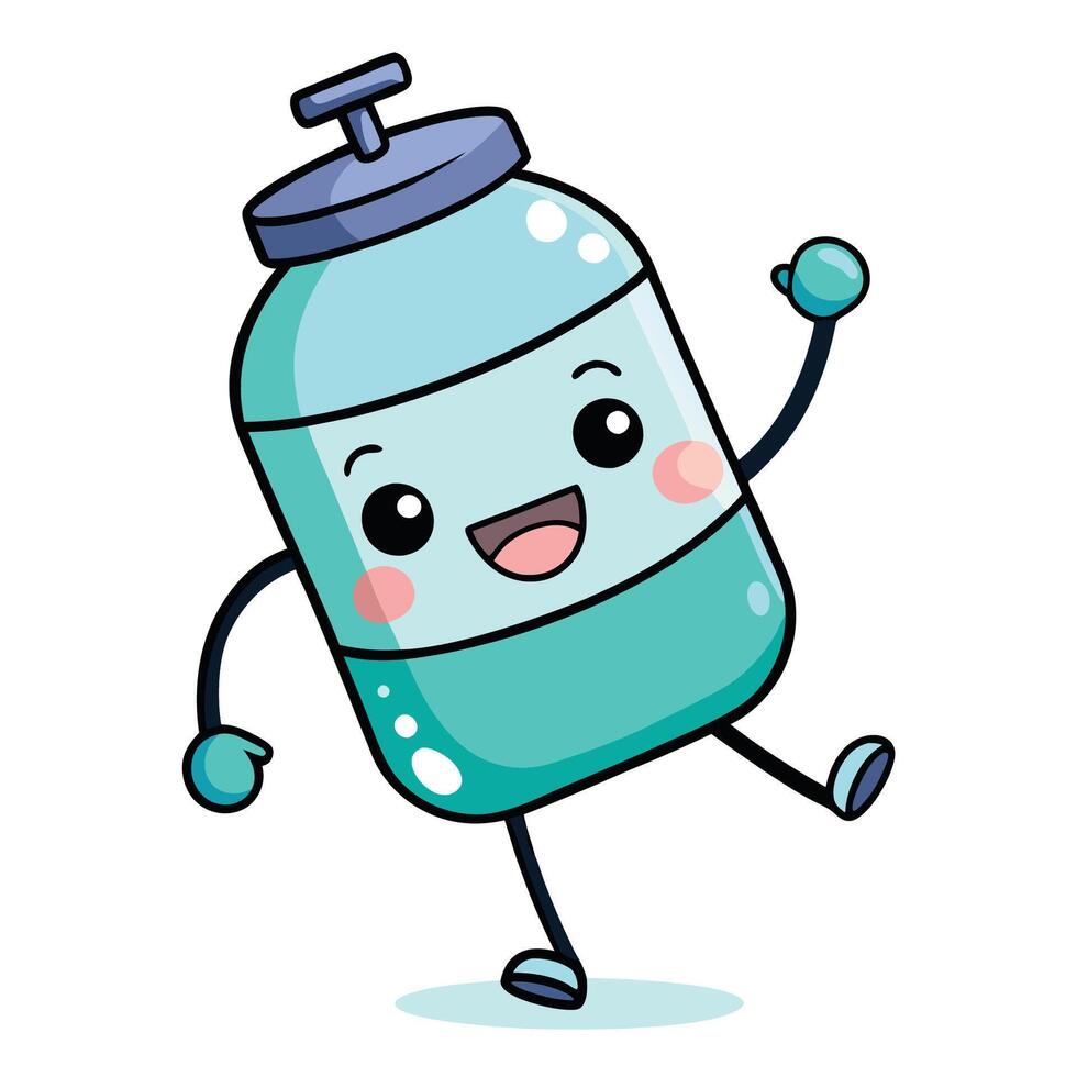a cartoon bottle with arms and legs running vector
