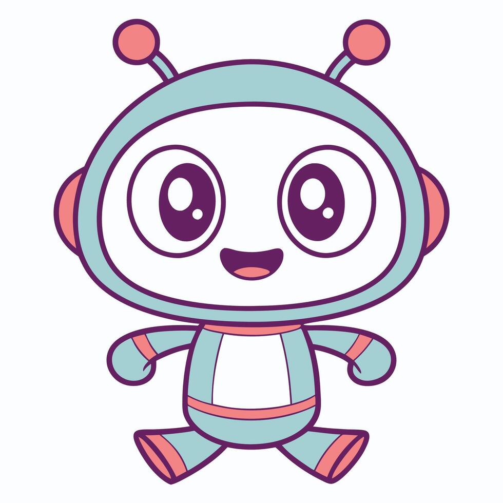 cute robot character illustration vector