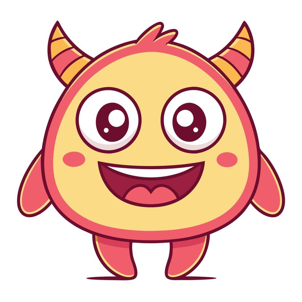 a cartoon monster with horns and eyes vector