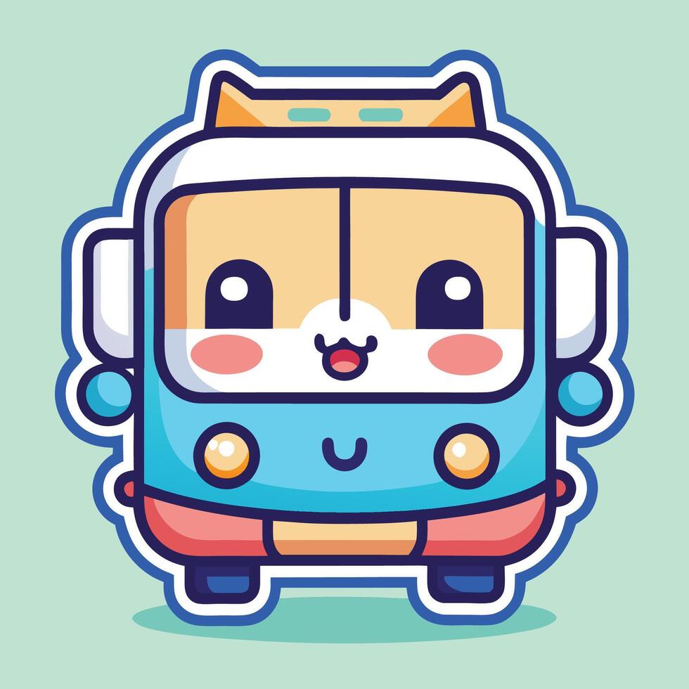 a cute cartoon bus with a smile on its face vector