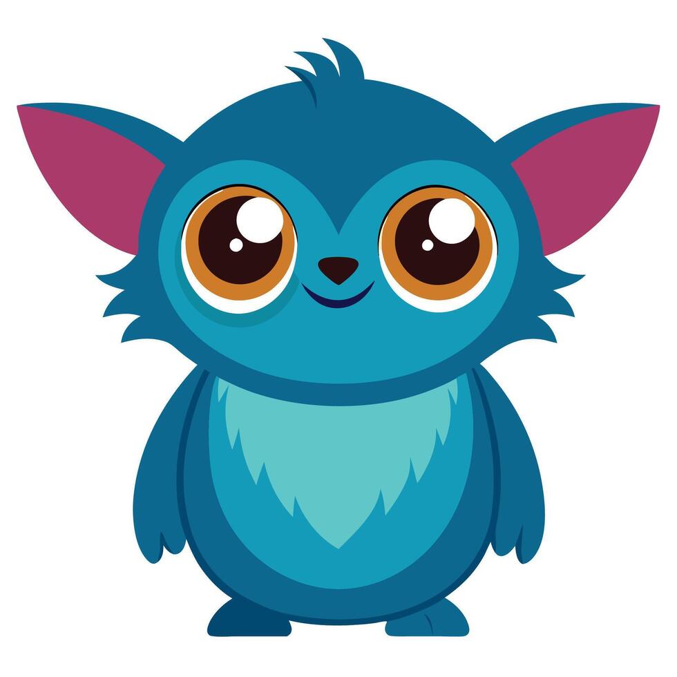 a cartoon blue creature with big eyes vector