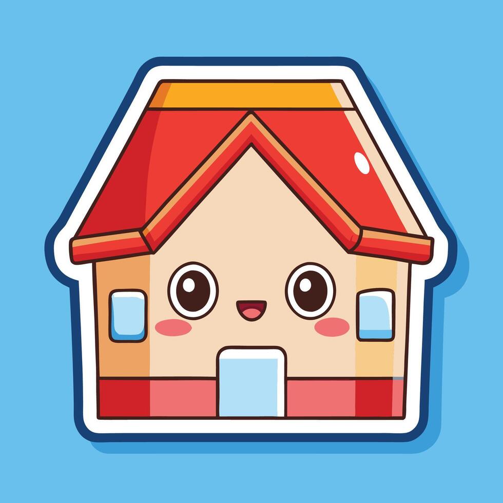 a sticker of a house with a red vector