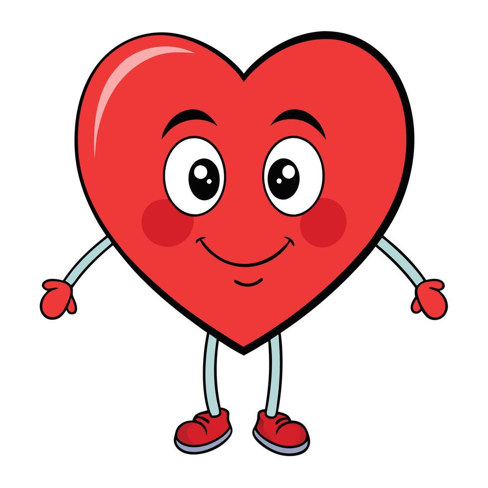 heart character with arms and legs standing vector