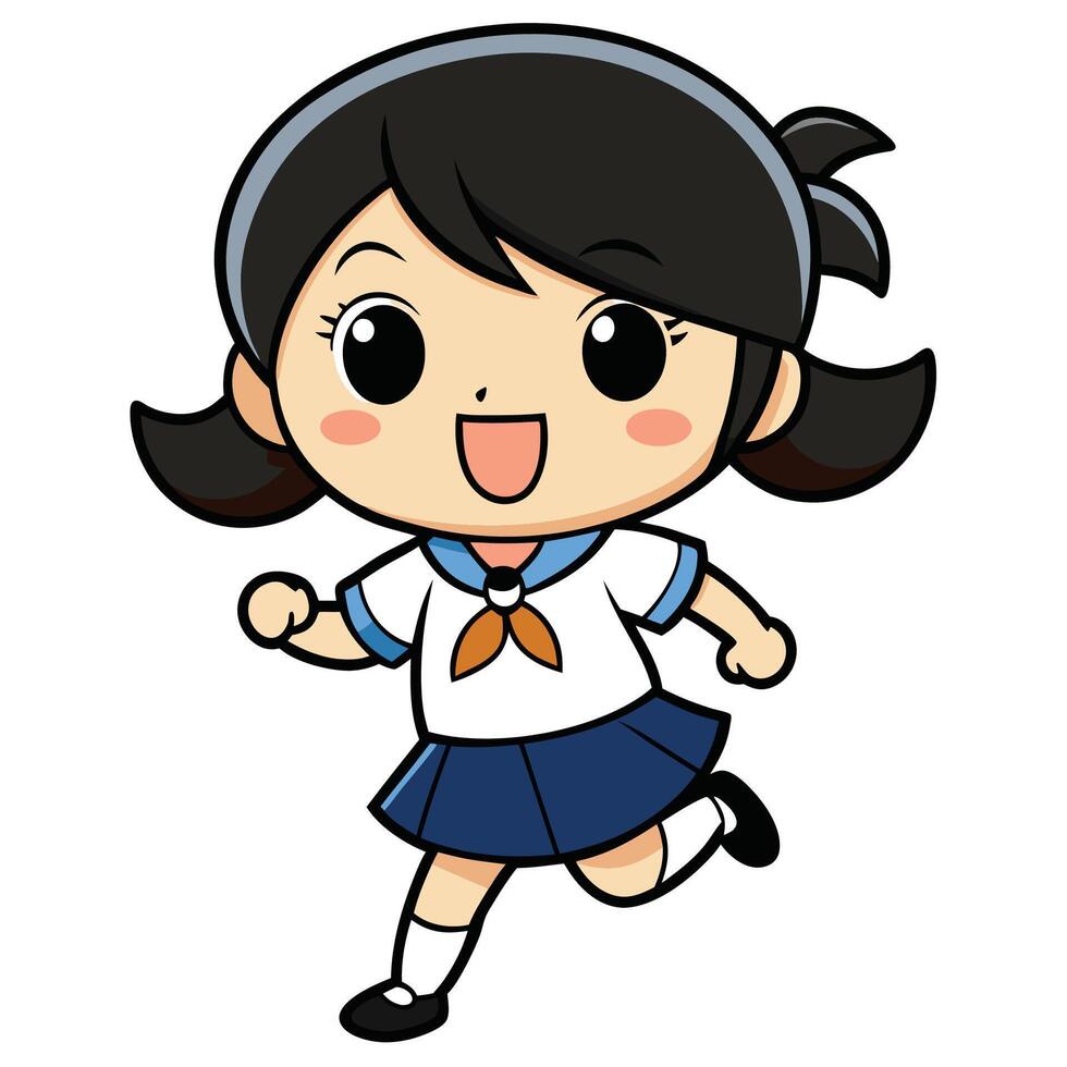 a cartoon girl in school vector