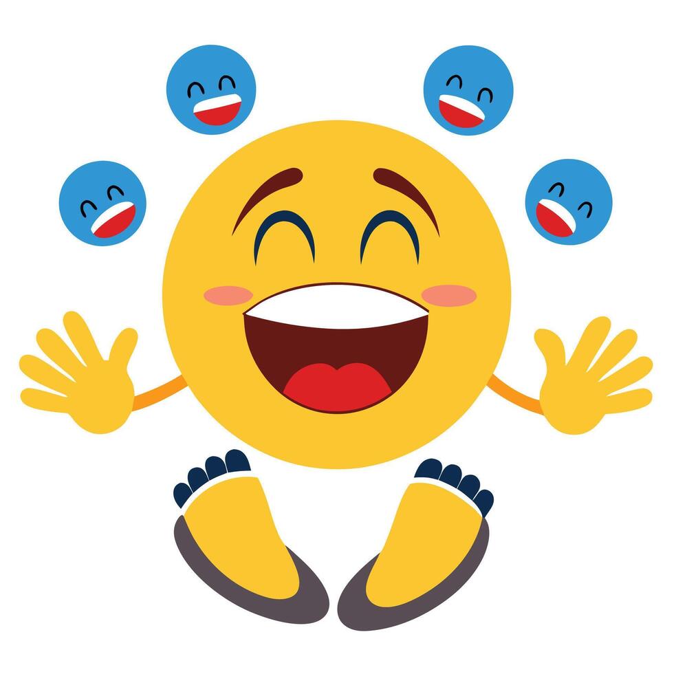 a smiling emoticion with many faces vector