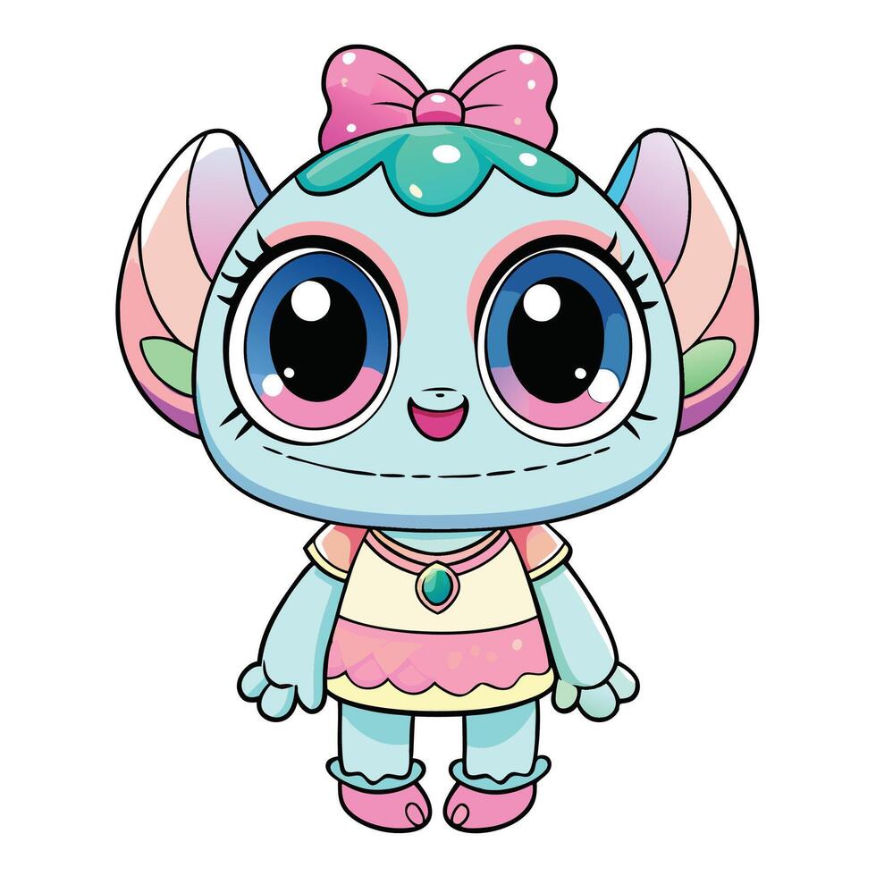 a cartoon character with big eyes and a pink dress vector