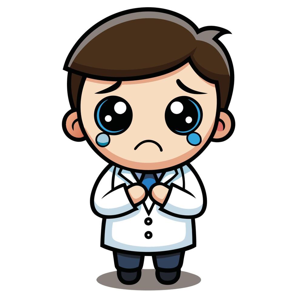 a cartoon doctor crying with his vector