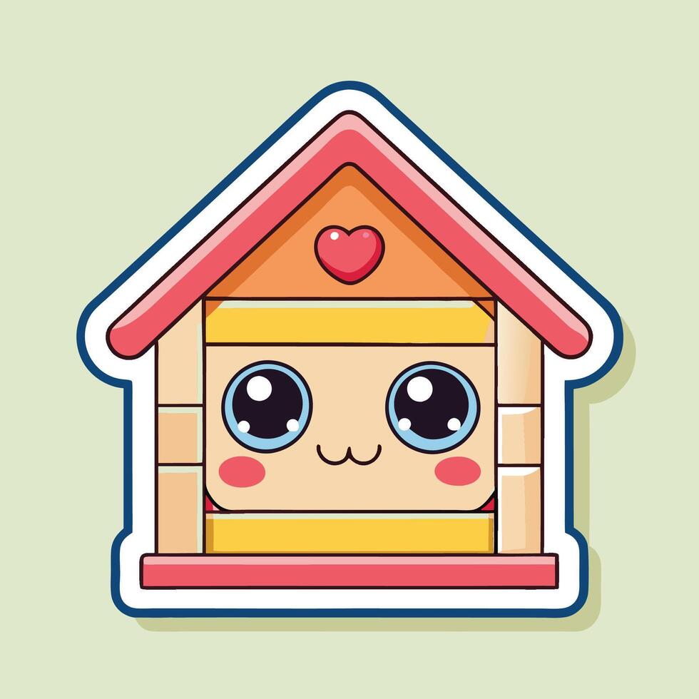 a cute little house with a heart on the vector