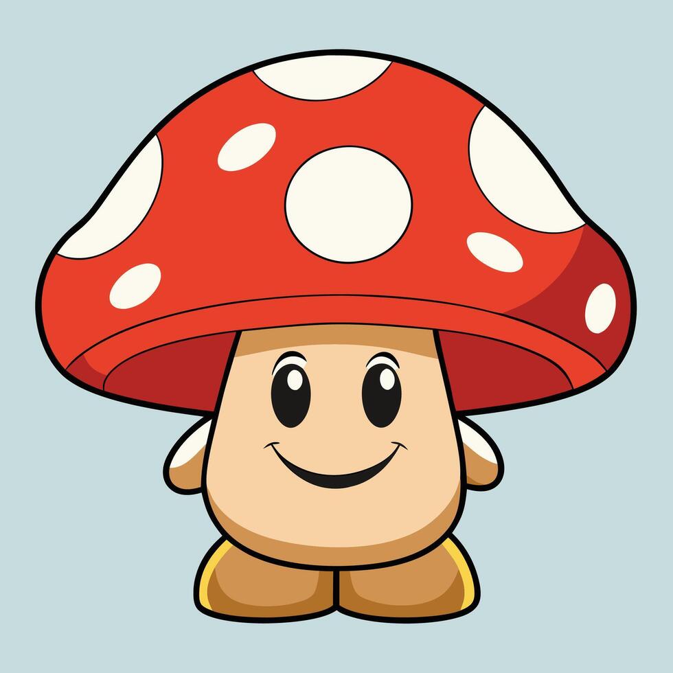 a cartoon mushroom with a smile on its face vector