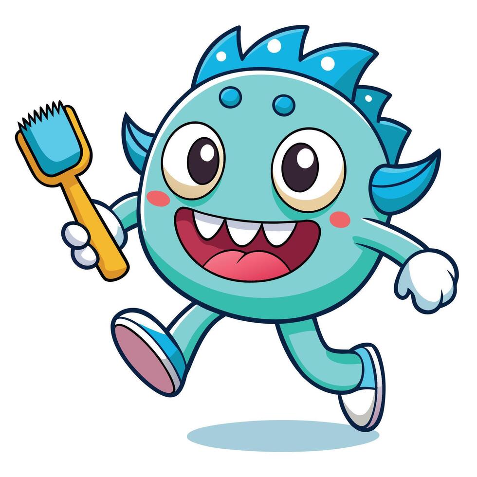 cartoon monster running with vector