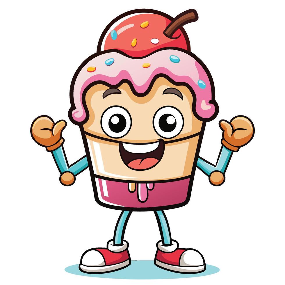 ice cream cone character illustration isolated on white background vector