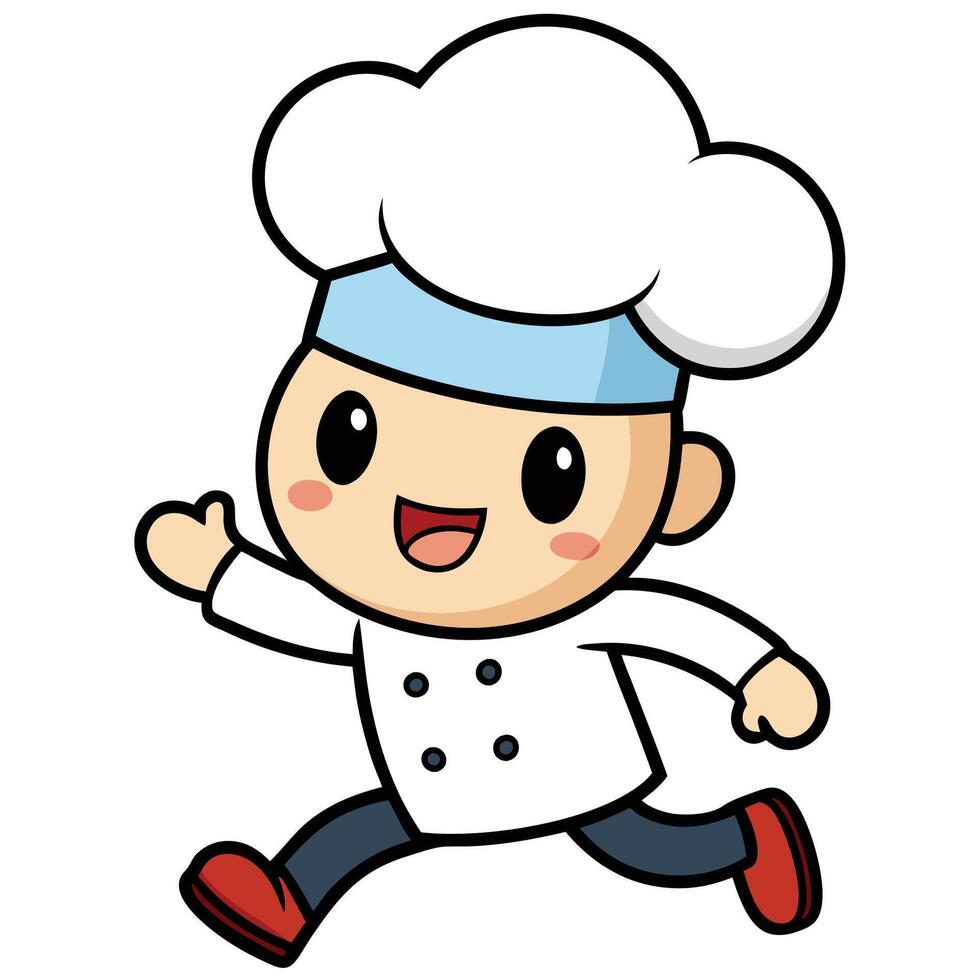 chef running illustration vector