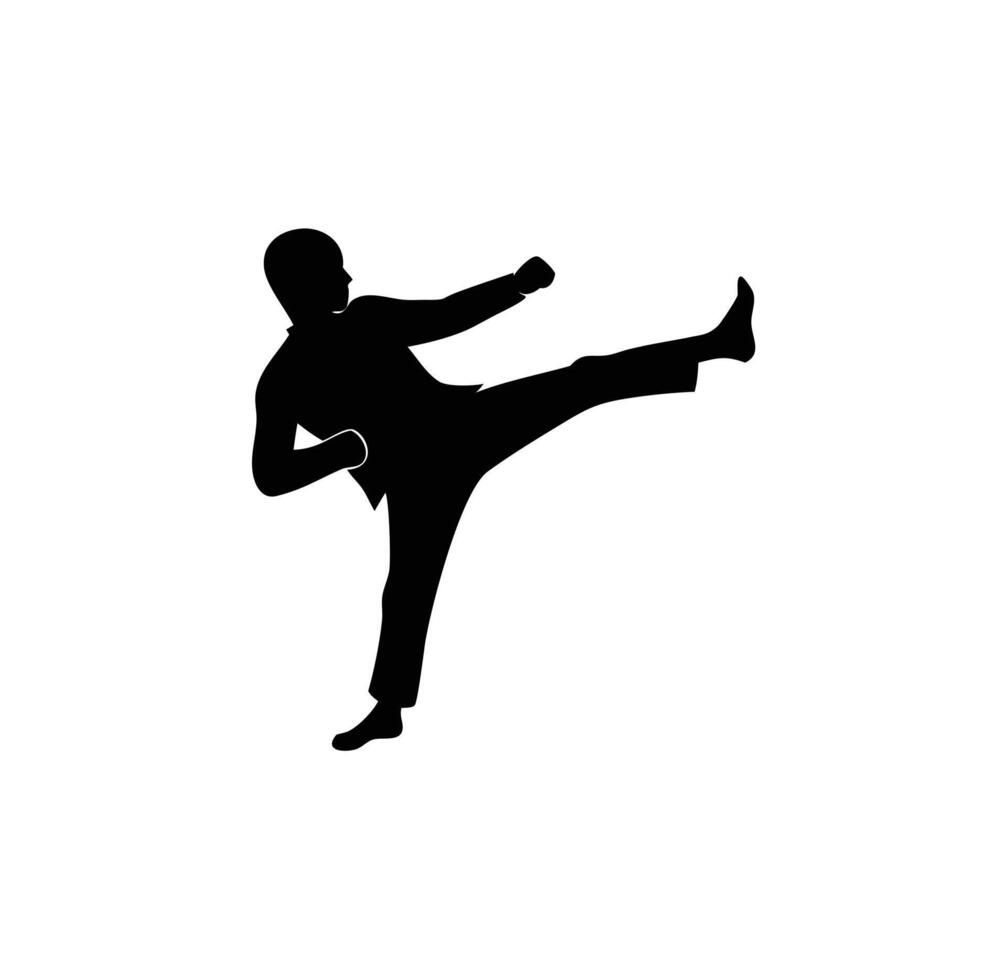 A silhouette of man Kick boxing vector