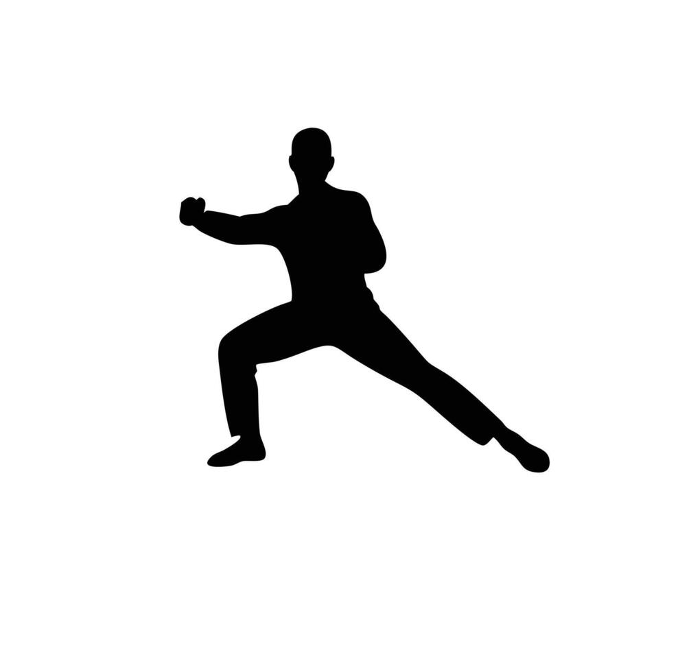 A silhouette of man martial arts vector