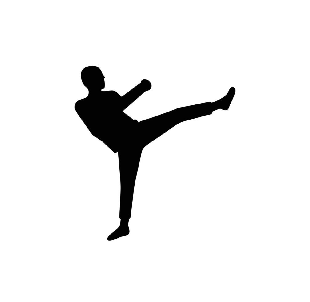 A black silhouette martial arts icon vector