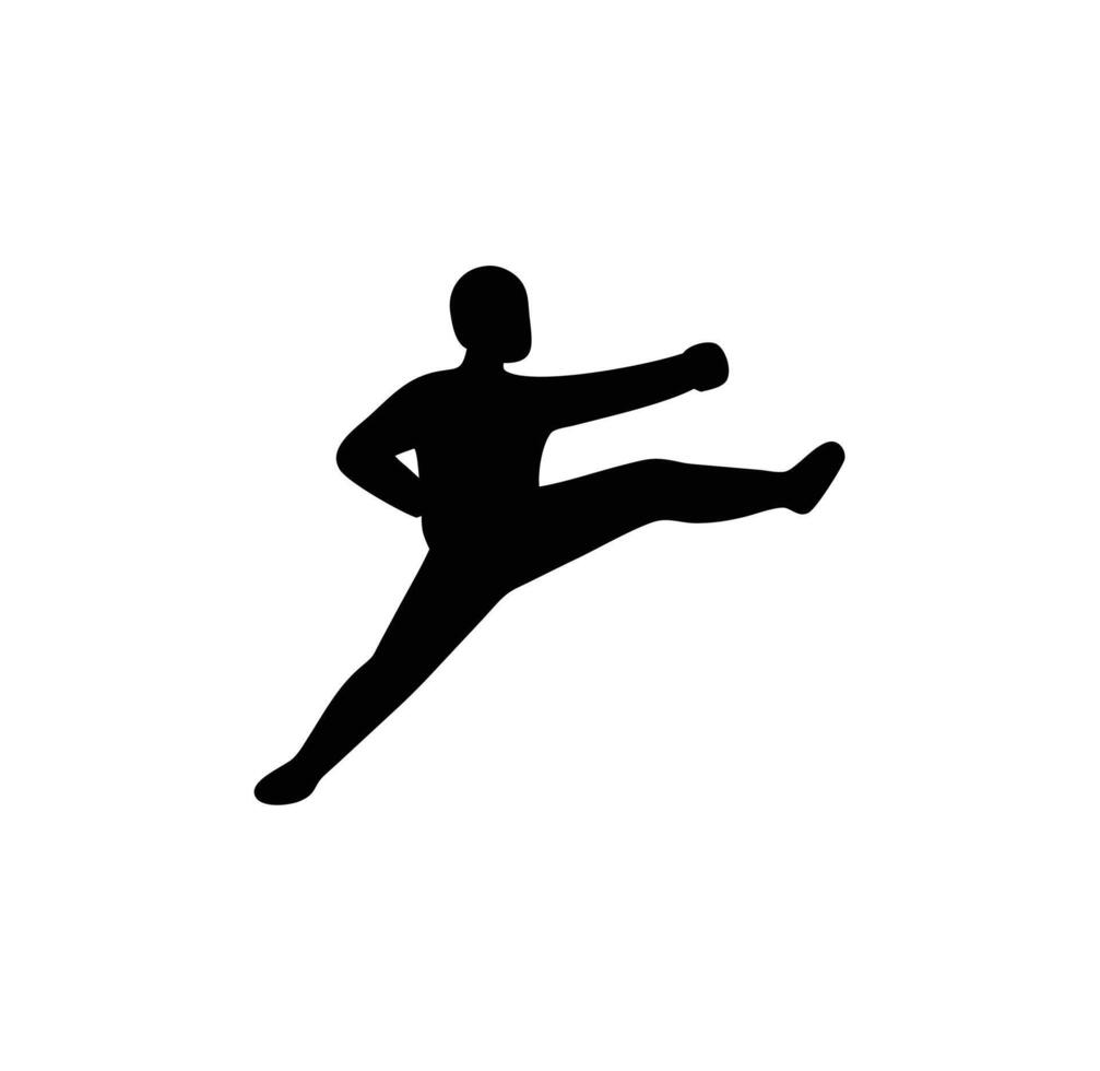 A black silhouette martial arts illustration vector