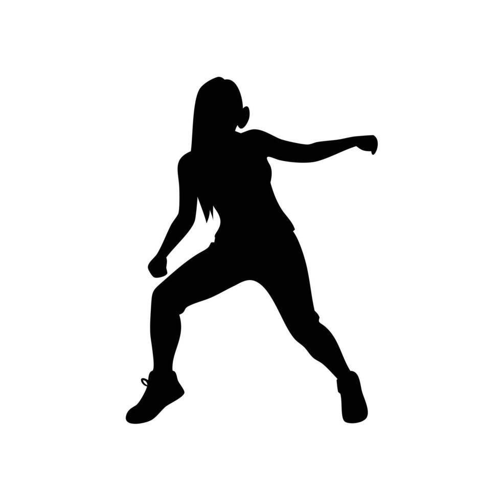 silhouette of a Young woman street dancing hip hop dancer vector