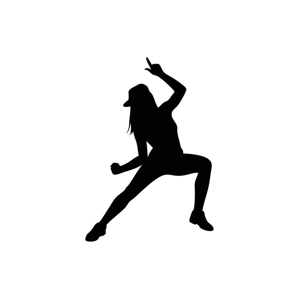 Dancing Girl Black Silhouette Illustration on white background vector
