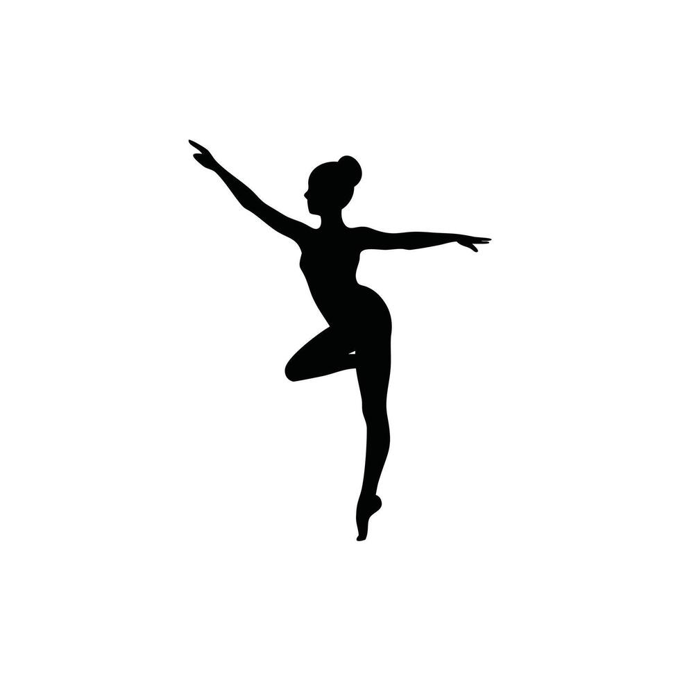 A woman dancing black silhouette illustration vector
