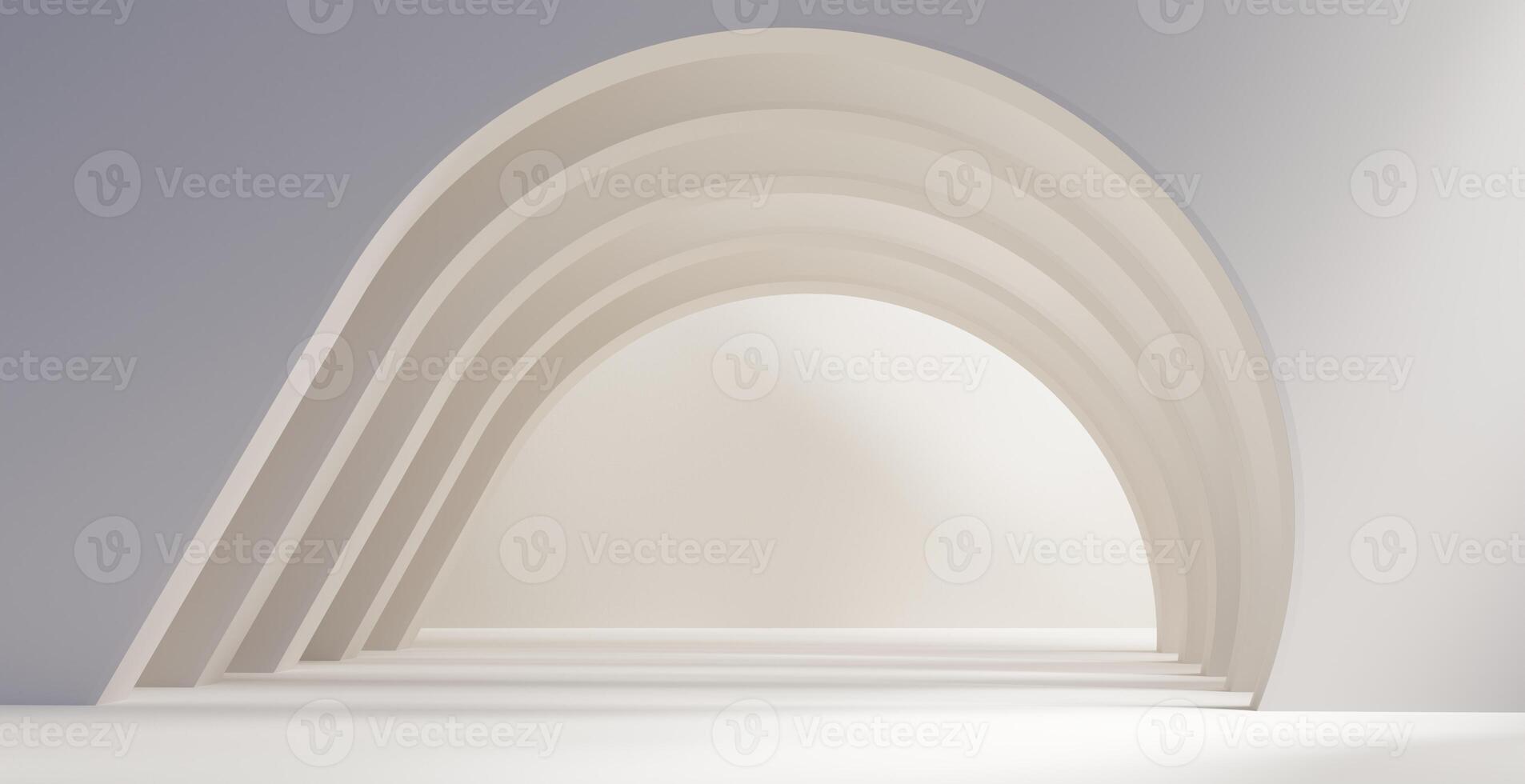 Abstract White empty interior corridor room background 3d rendering photo