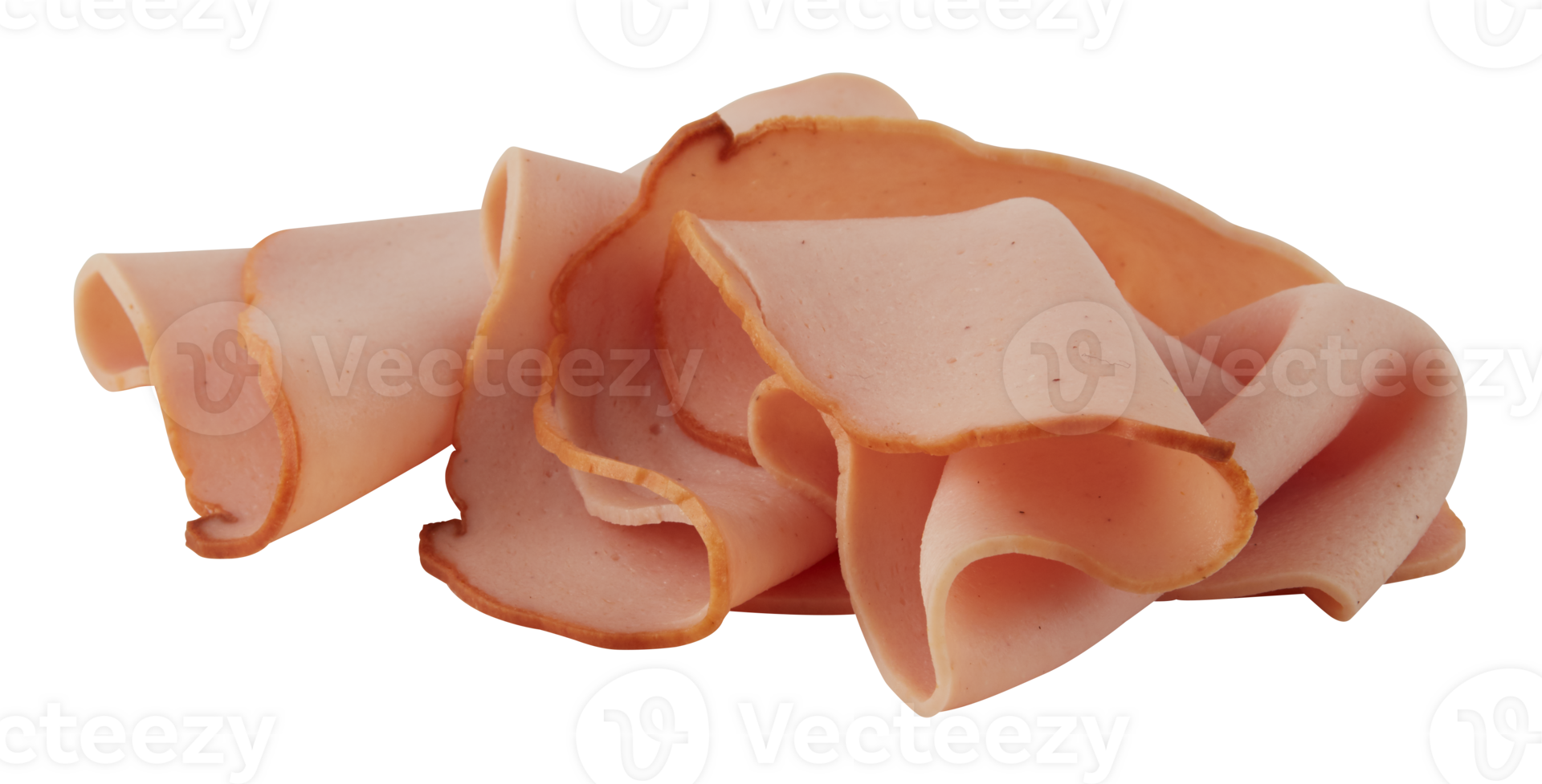 Fresh bologna slices, hard edges cut out isolated transparent background png