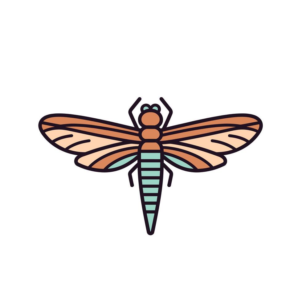 Brown dragonfly perched with intricate wings vector