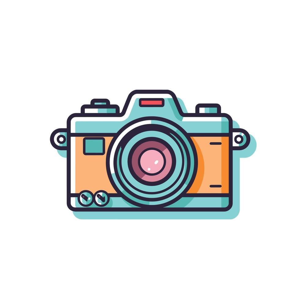 Flat design colorful camera illustration vector