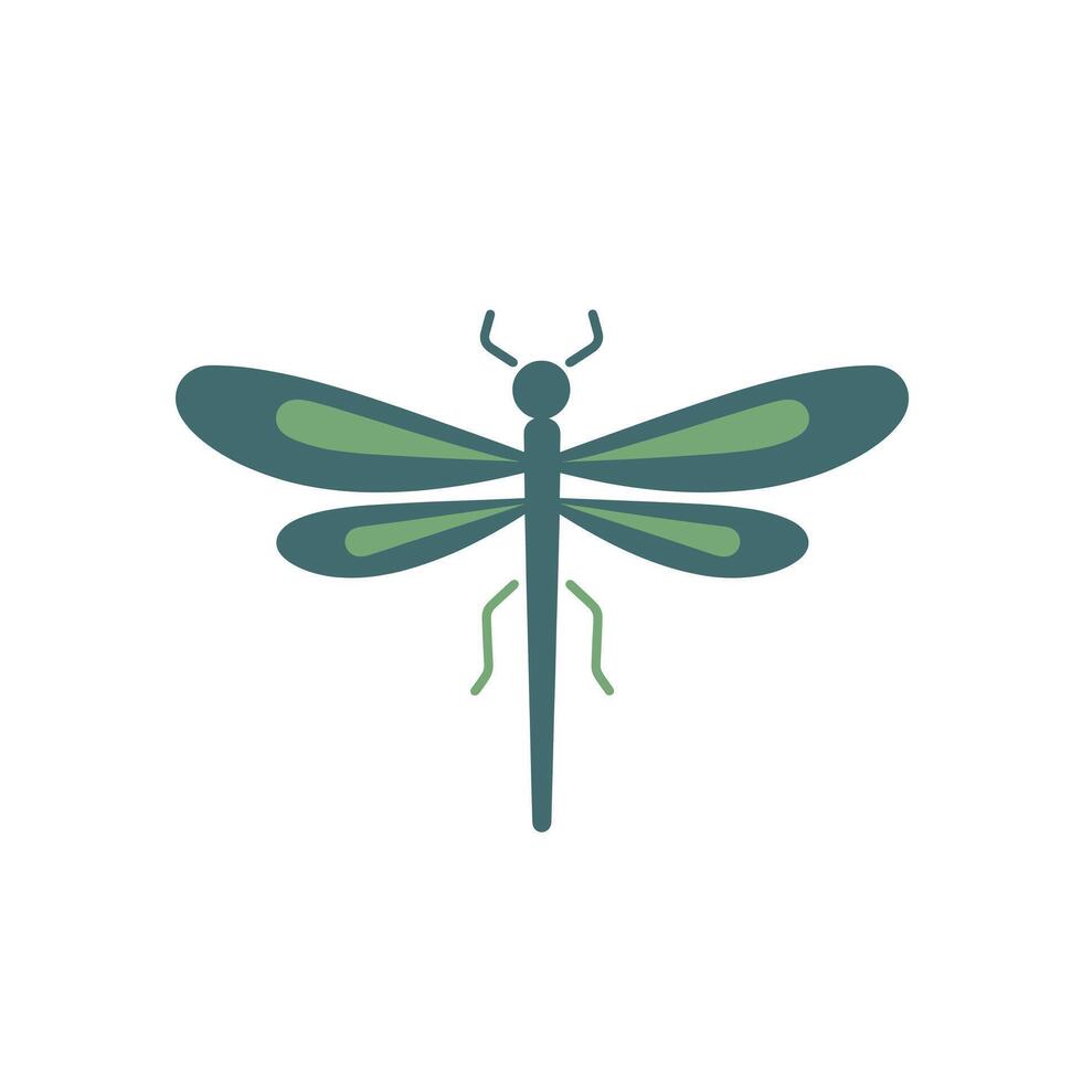 Dragonfly illustration with green accents vector