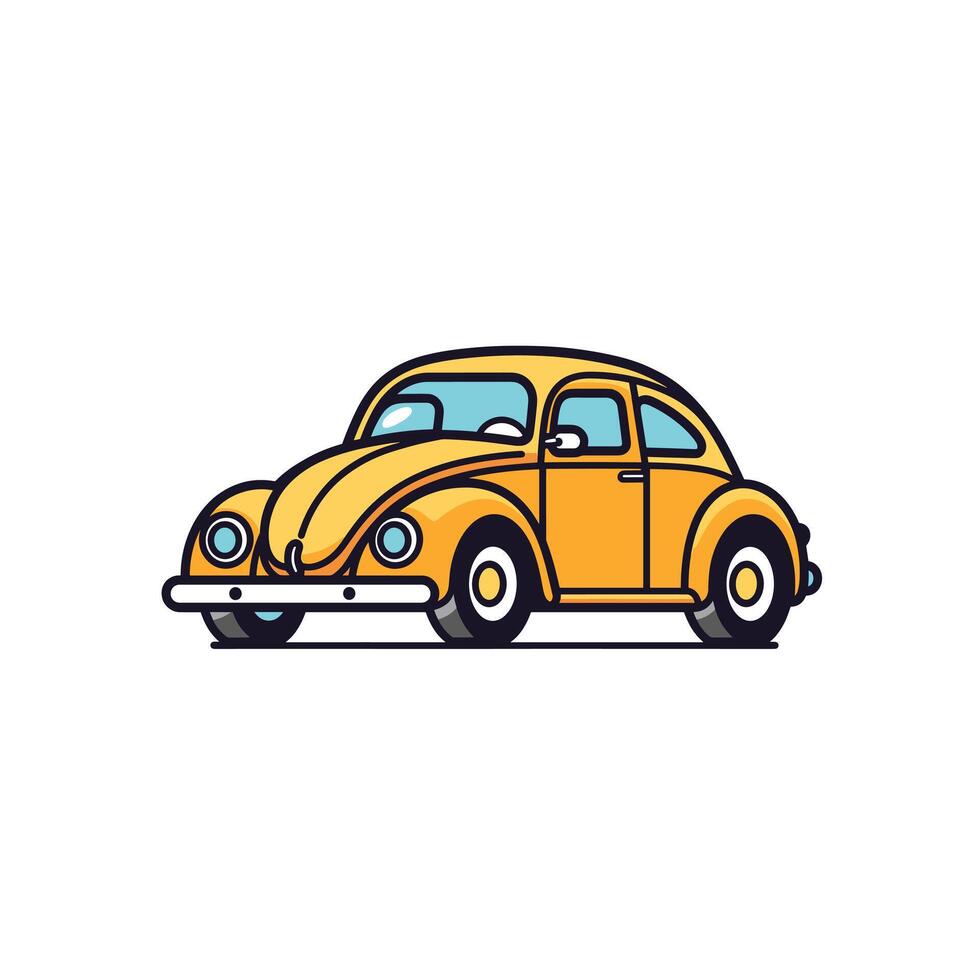 Classic yellow car parked on a sunny day vector