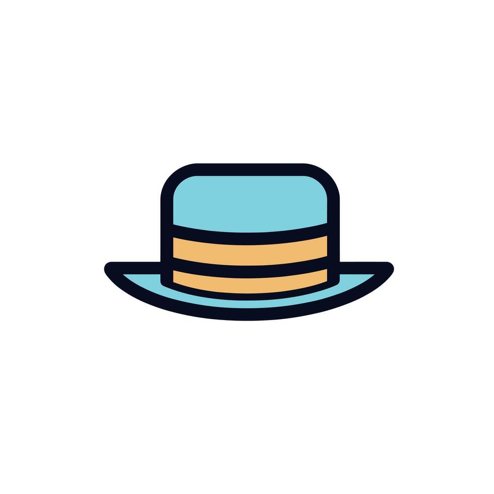 Colorful straw hat with blue and yellow stripes vector