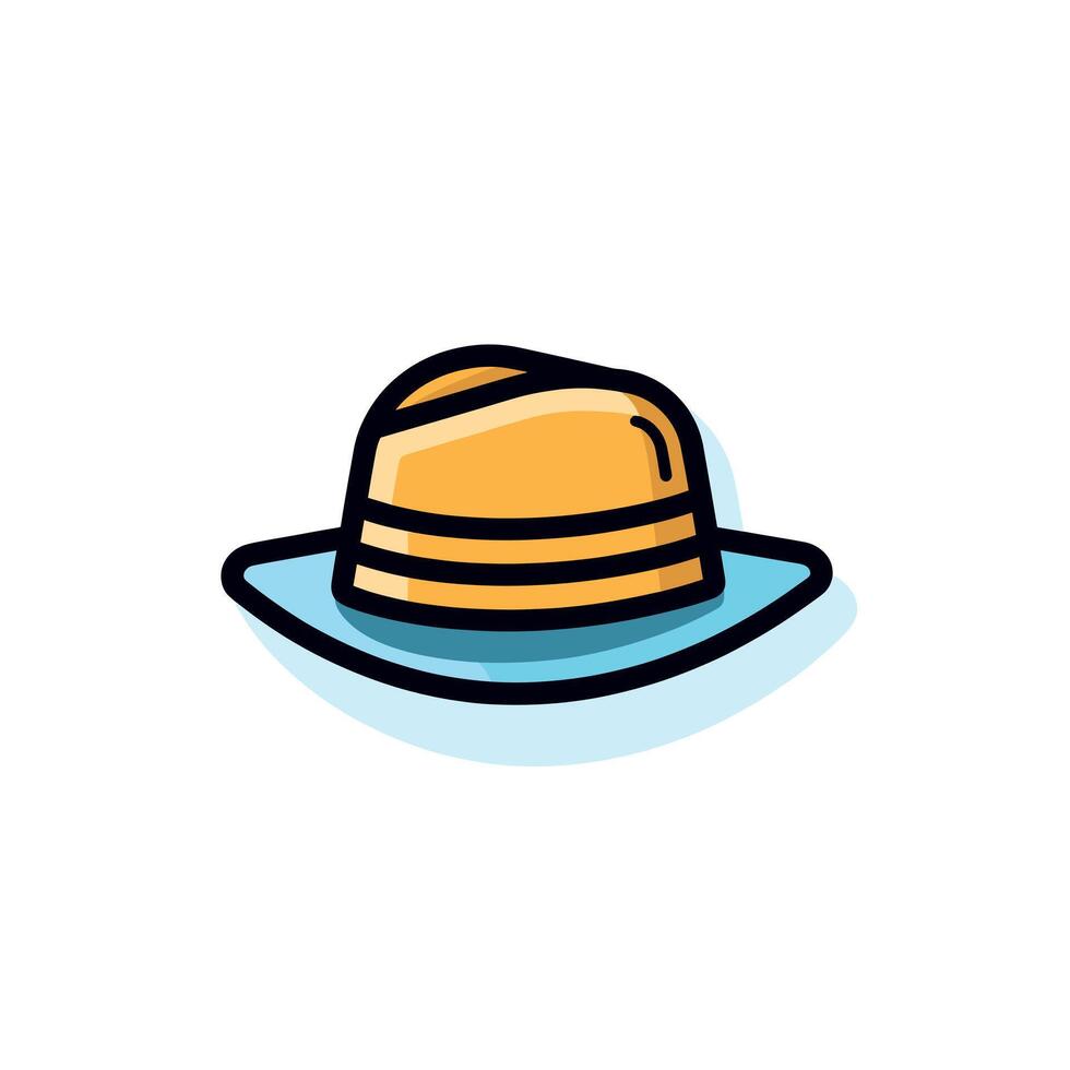 Yellow hat with blue brim for summer vector