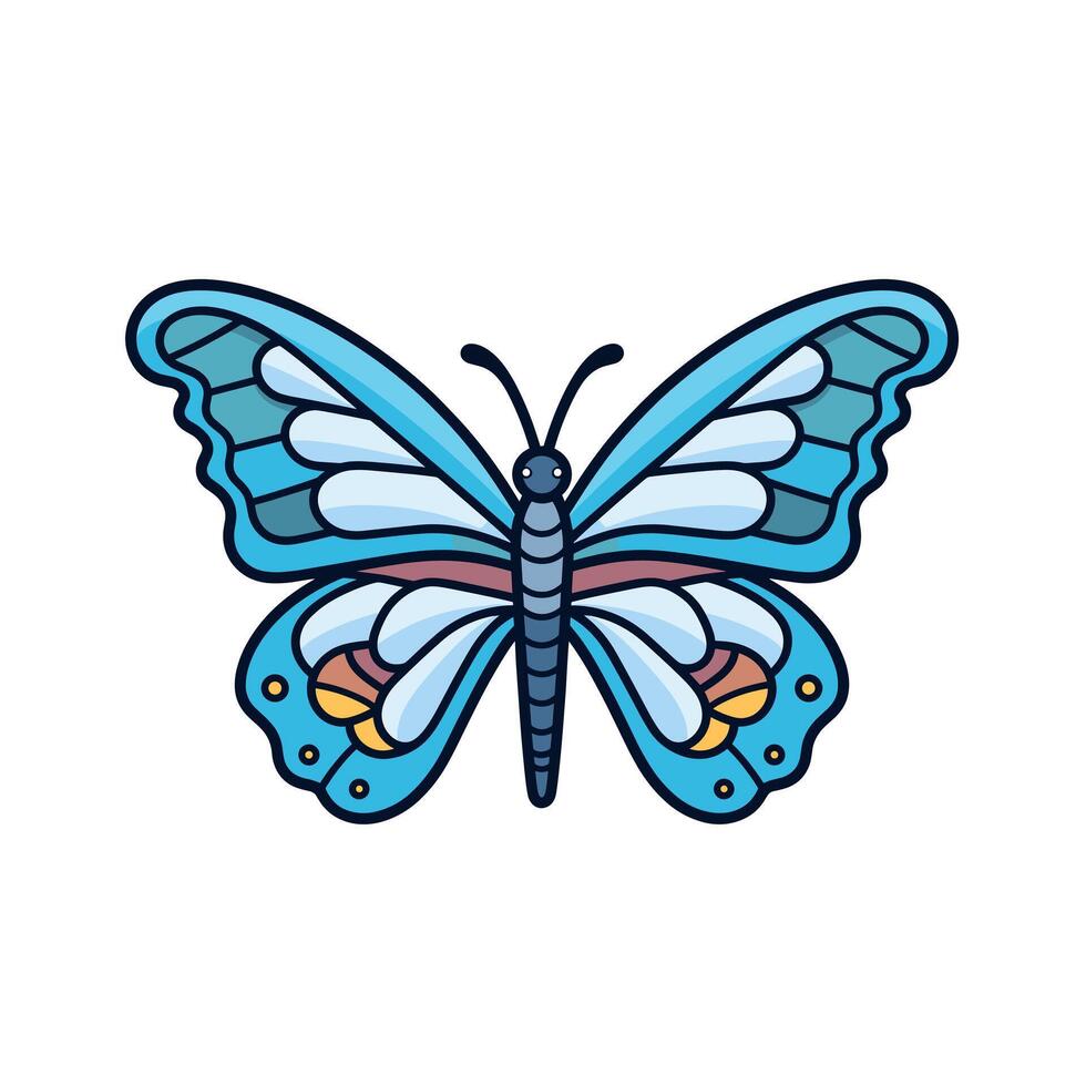 Vibrant blue butterfly with intricate patterns vector
