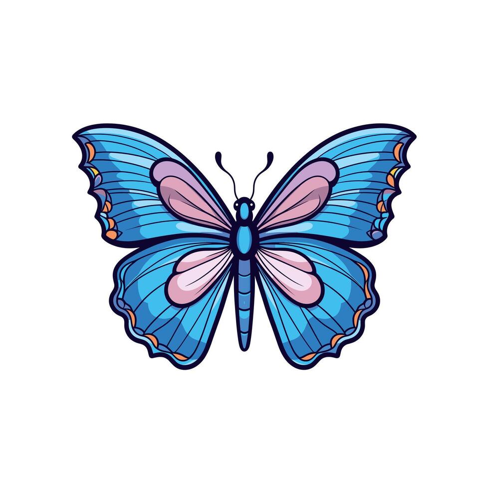 Bright blue butterfly resting on a flower vector