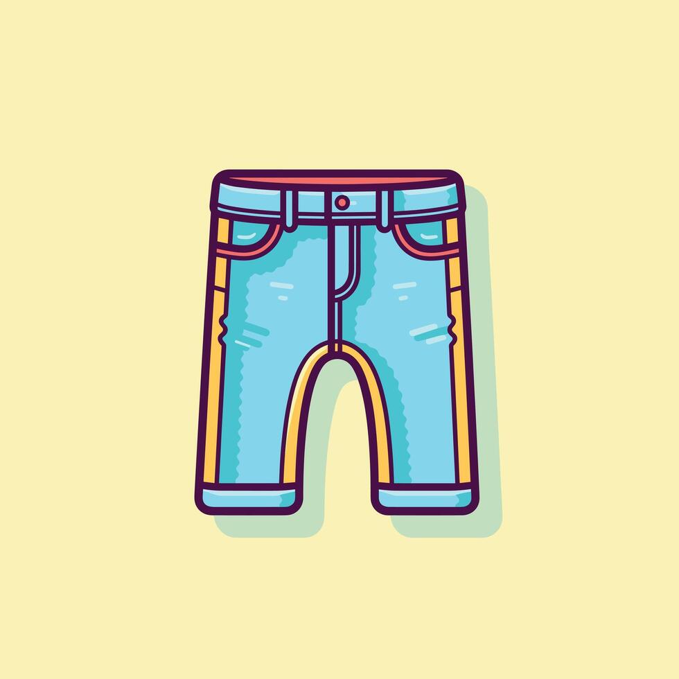 Denim shorts displayed on a pastel background vector