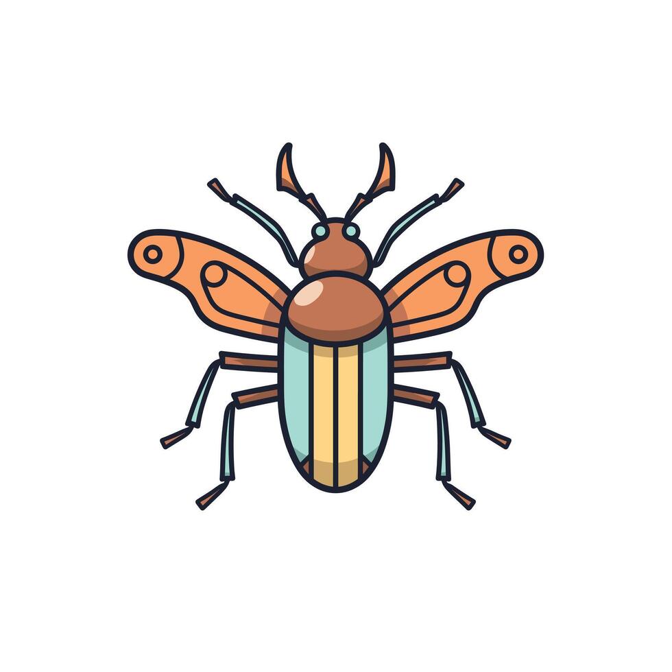 Colorful illustrated beetle on a white background vector