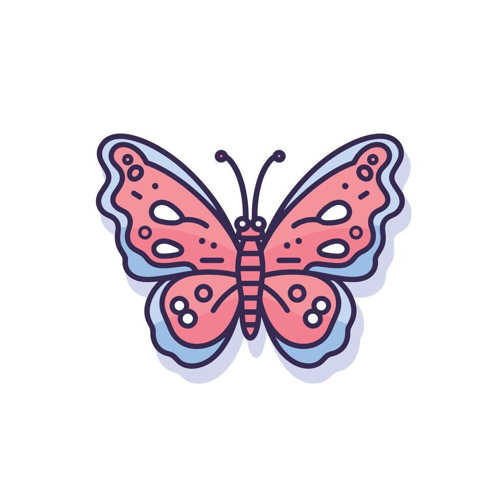 Colorful butterfly with pink and blue wings vector