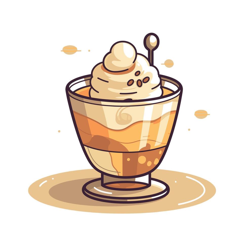 Delicious dessert served in a glass bowl vector